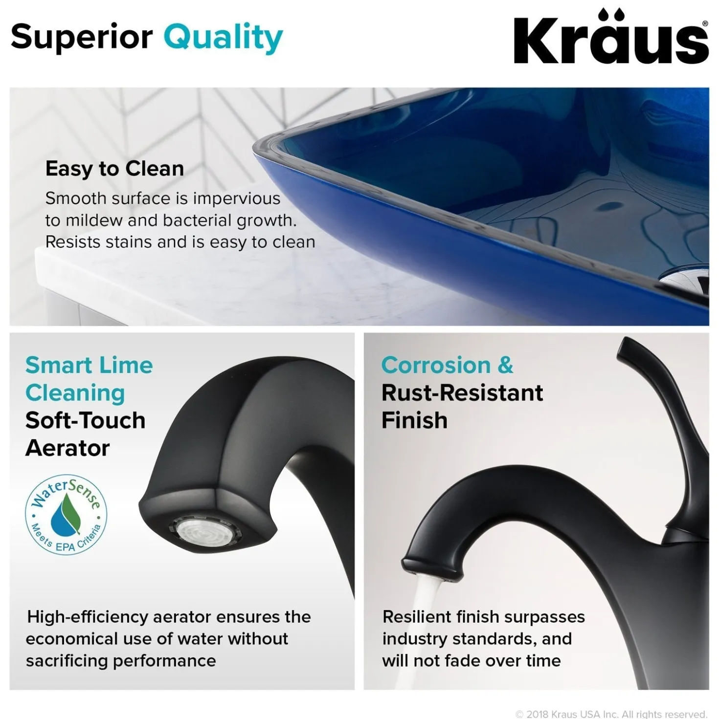 KRAUS 22-Inch Rectangular Blue Glass Bathroom Vessel Sink and Arlo Faucet Combo Set with Pop-Up Drain