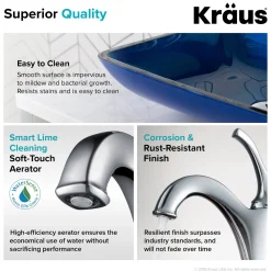 KRAUS 22-Inch Rectangular Blue Glass Bathroom Vessel Sink and Arlo Faucet Combo Set with Pop-Up Drain