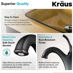 KRAUS 22-Inch Rectangular Gold Glass Bathroom Vessel Sink and Arlo Faucet Combo Set with Pop-Up Drain