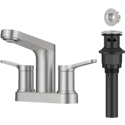 KRAUS Indy 2-Handle 4-inch Center-set Bathroom Faucet in Spot-Free Brushed Nickel