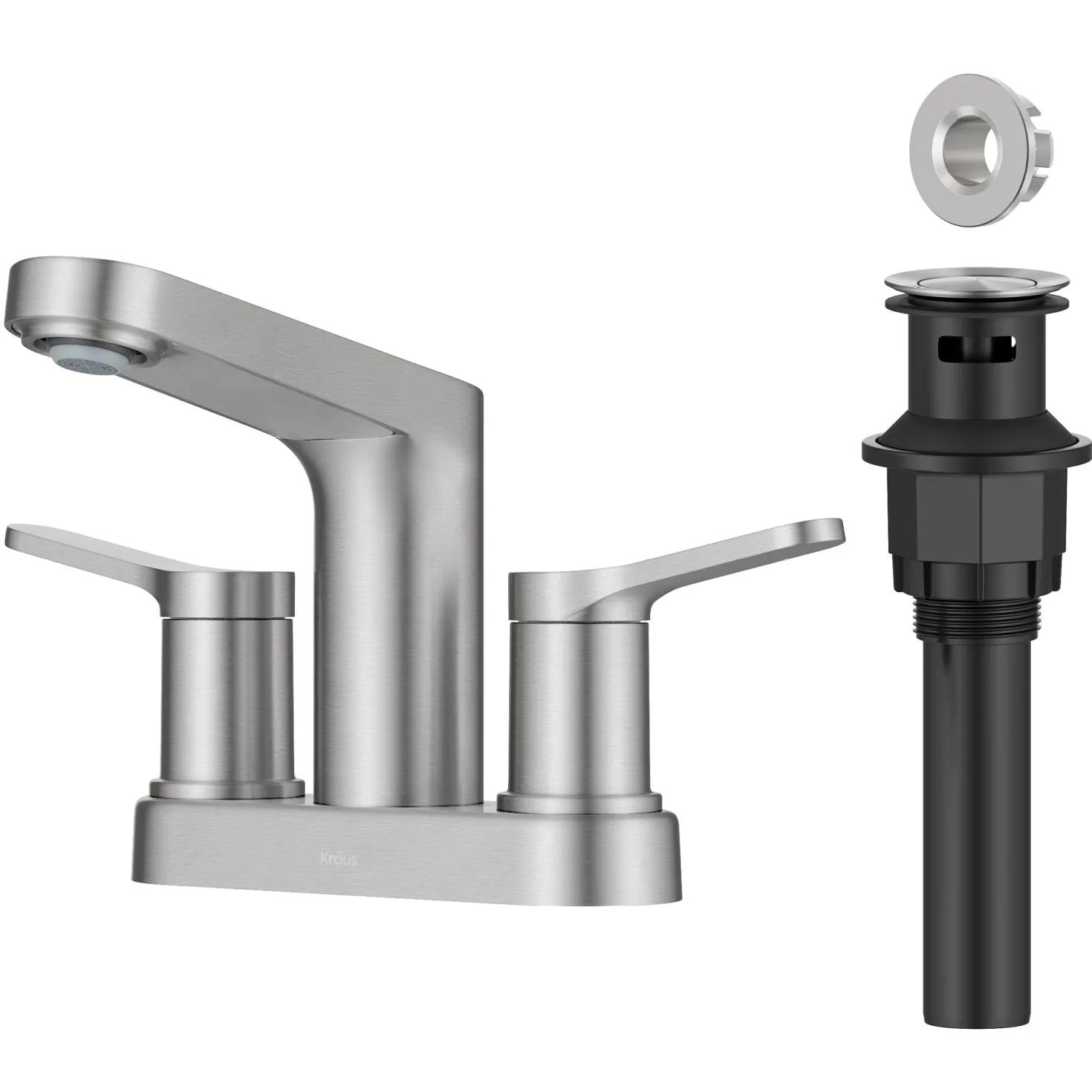 KRAUS Indy 2-Handle 4-inch Center-set Bathroom Faucet in Spot-Free Brushed Nickel