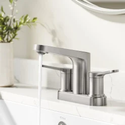 KRAUS Indy 2-Handle 4-inch Center-set Bathroom Faucet in Spot-Free Brushed Nickel