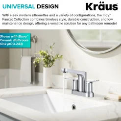KRAUS Indy 2-Handle 4-inch Centerset Bathroom Faucet in Chrome