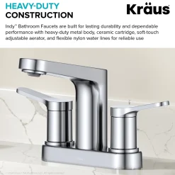KRAUS Indy 2-Handle 4-inch Centerset Bathroom Faucet in Chrome