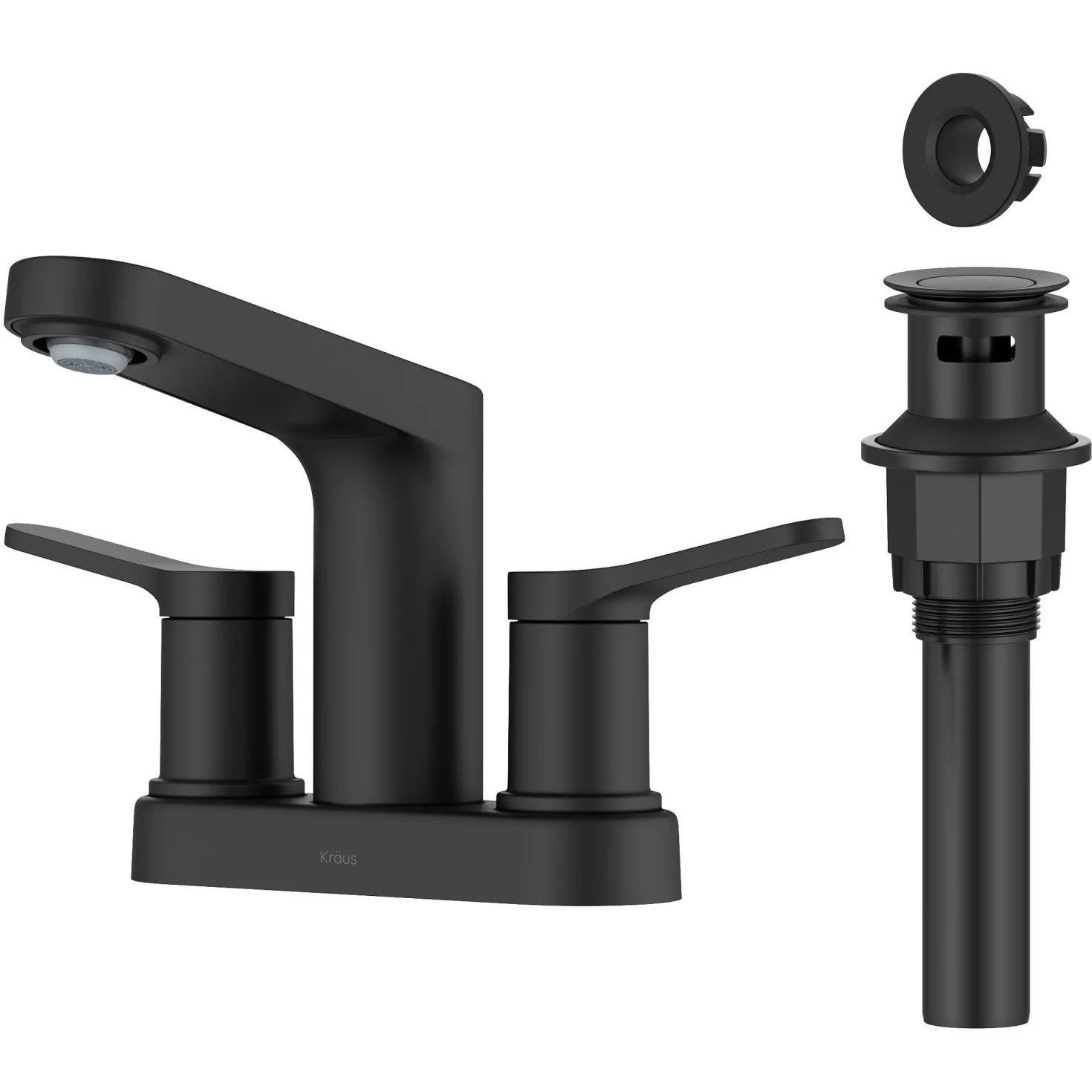 KRAUS Indy 2-Handle 4-inch Centerset Bathroom Faucet in Matte Black