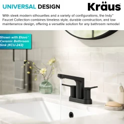 KRAUS Indy 2-Handle 4-inch Centerset Bathroom Faucet in Matte Black