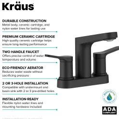 KRAUS Indy 2-Handle 4-inch Centerset Bathroom Faucet in Matte Black