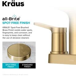 KRAUS Indy 2-Handle 4-inch Centerset Bathroom Faucet in Spot-Free Brushed Brass