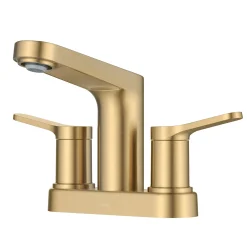 KRAUS Indy 2-Handle 4-inch Centerset Bathroom Faucet in Spot-Free Brushed Brass