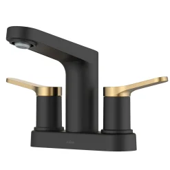 KRAUS Indy 2-Handle 4-inch Centerset Bathroom Faucet in Matte Black with Brushed Brass