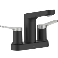 KRAUS Indy 2-Handle 4-inch Centerset Bathroom Faucet in Matte Black with Brushed Nickel