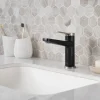 KRAUS Indy Single Handle Bathroom Faucet in Spot Free Stainless Steel/Matte Black