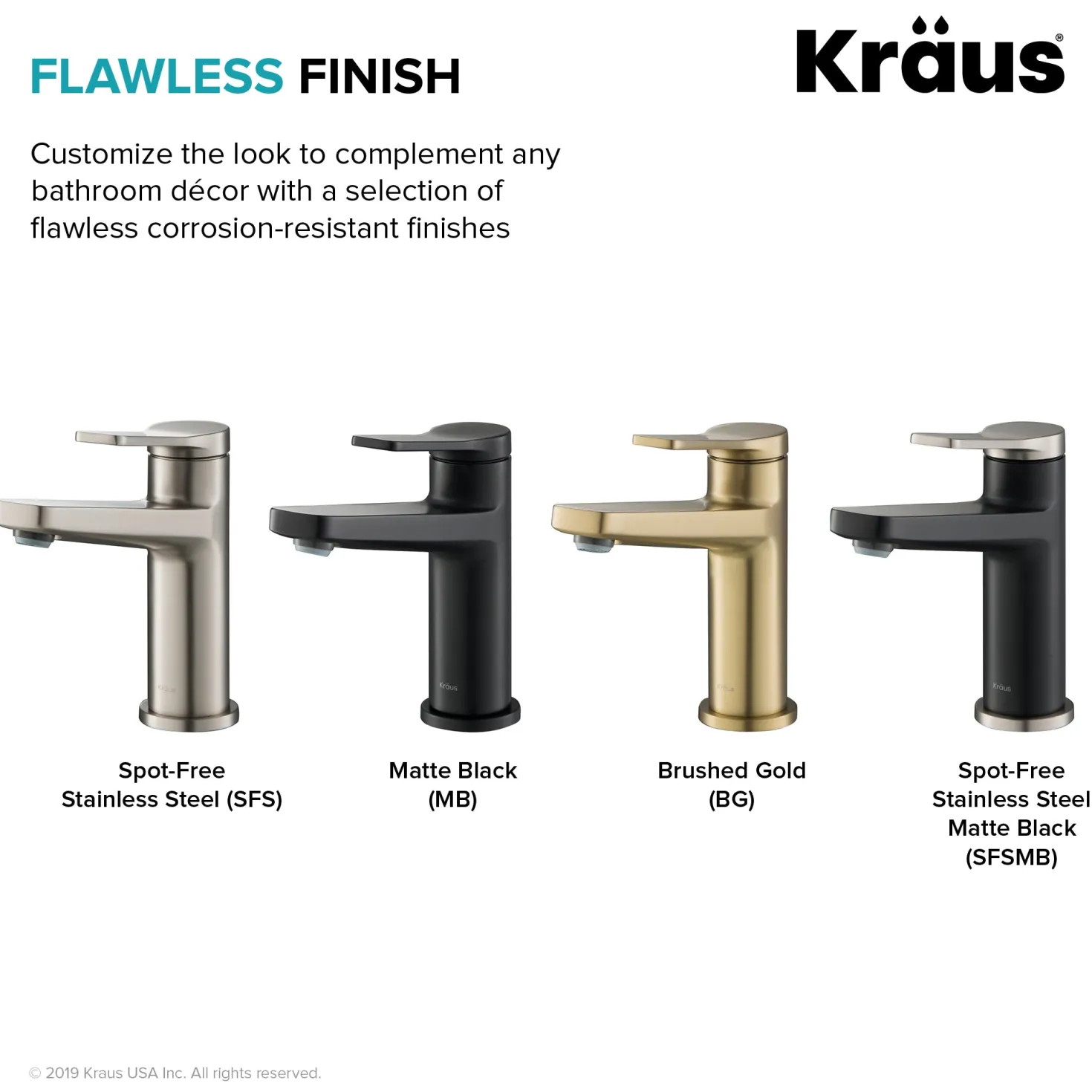 KRAUS Indy Single Handle Bathroom Faucet in Spot Free Stainless Steel/Matte Black