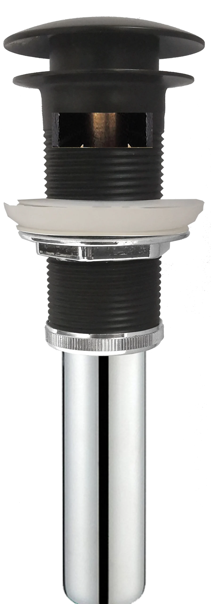 KRAUS Indy Single Handle Bathroom Faucet with Matching Pop-Up Drain in Spot Free Stainless Steel/Matte Black/Matte Black
