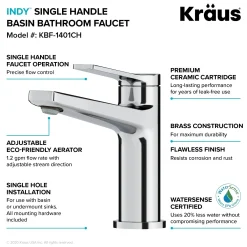 KRAUS Indy Single Handle Bathroom Faucet with 24