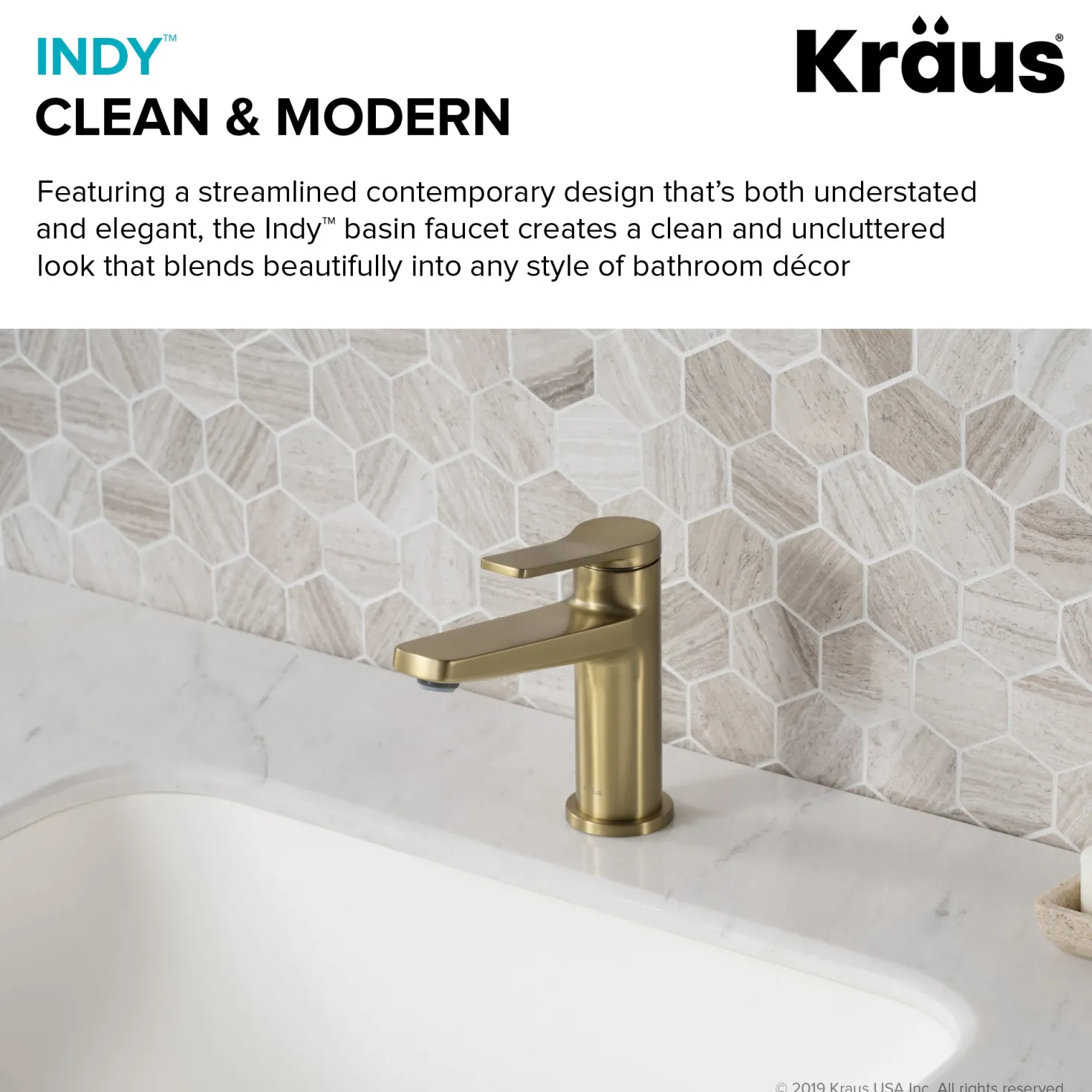 KRAUS Indy Single Handle Bathroom Faucet in Brushed Gold