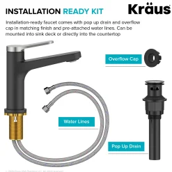 KRAUS Indy Single Handle Bathroom Faucet in Matte Black with Brushed Nickel
