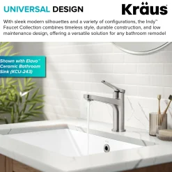 KRAUS Indy Single Handle Bathroom Faucet in Spot-Free Brushed Nickel