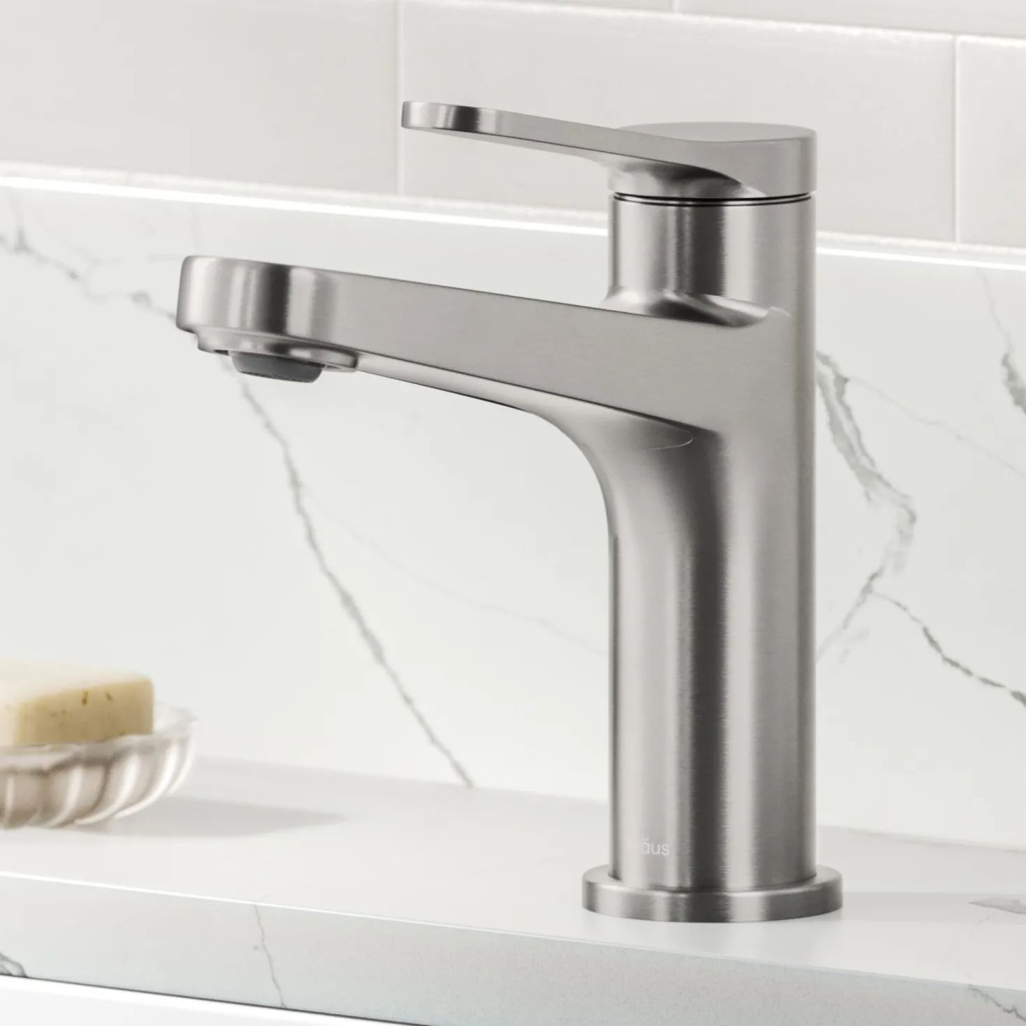 KRAUS Indy Single Handle Bathroom Faucet in Spot-Free Brushed Nickel