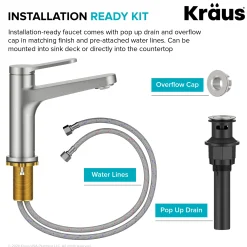 KRAUS Indy Single Handle Bathroom Faucet in Spot-Free Brushed Nickel