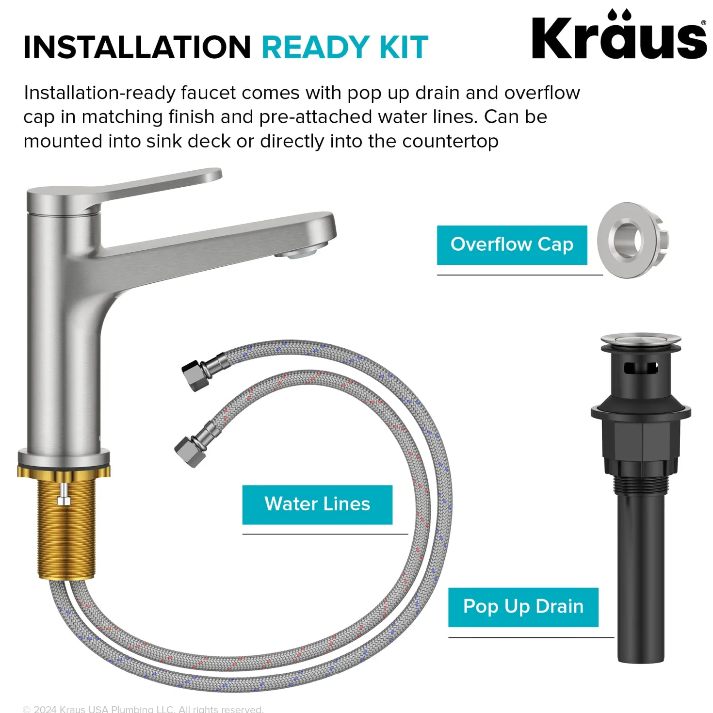 KRAUS Indy Single Handle Bathroom Faucet in Spot-Free Brushed Nickel