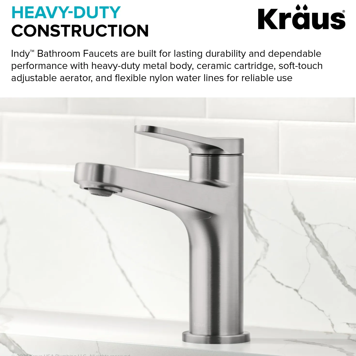 KRAUS Indy Single Handle Bathroom Faucet in Spot-Free Brushed Nickel