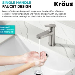 KRAUS Indy Single Handle Bathroom Faucet in Spot-Free Brushed Nickel