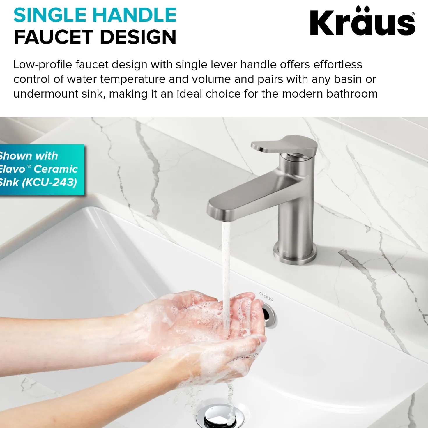 KRAUS Indy Single Handle Bathroom Faucet in Spot-Free Brushed Nickel