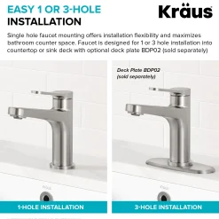 KRAUS Indy Single Handle Bathroom Faucet in Matte Black with Brushed Brass