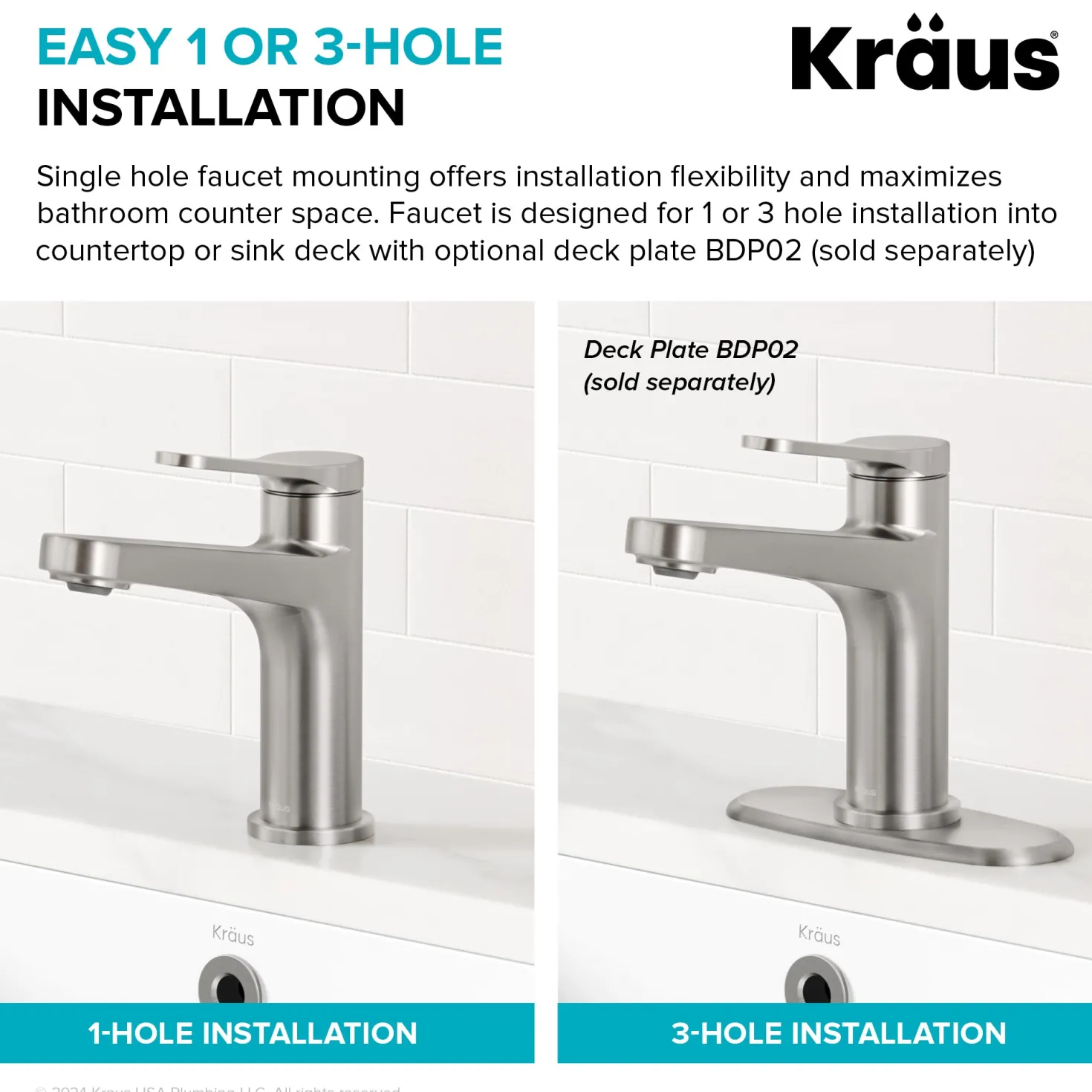KRAUS Indy Single Handle Bathroom Faucet in Matte Black with Brushed Brass