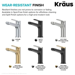 KRAUS Indy Single Handle Bathroom Faucet in Matte Black with Brushed Brass