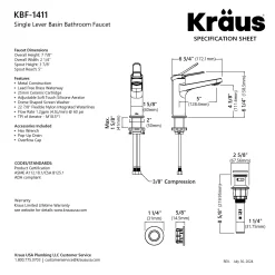 KRAUS Indy Single Handle Bathroom Faucet in Matte Black with Brushed Brass