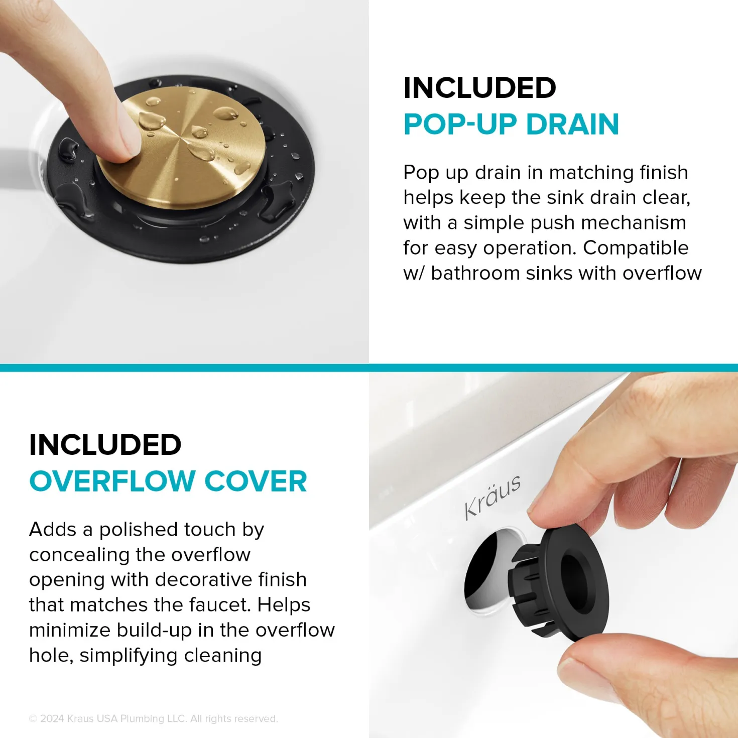 KRAUS Indy Single Handle Bathroom Faucet in Matte Black with Brushed Brass