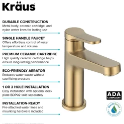 KRAUS Indy Single Handle Bathroom Faucet in Spot-Free Brushed Brass