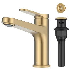 KRAUS Indy Single Handle Bathroom Faucet in Spot-Free Brushed Brass