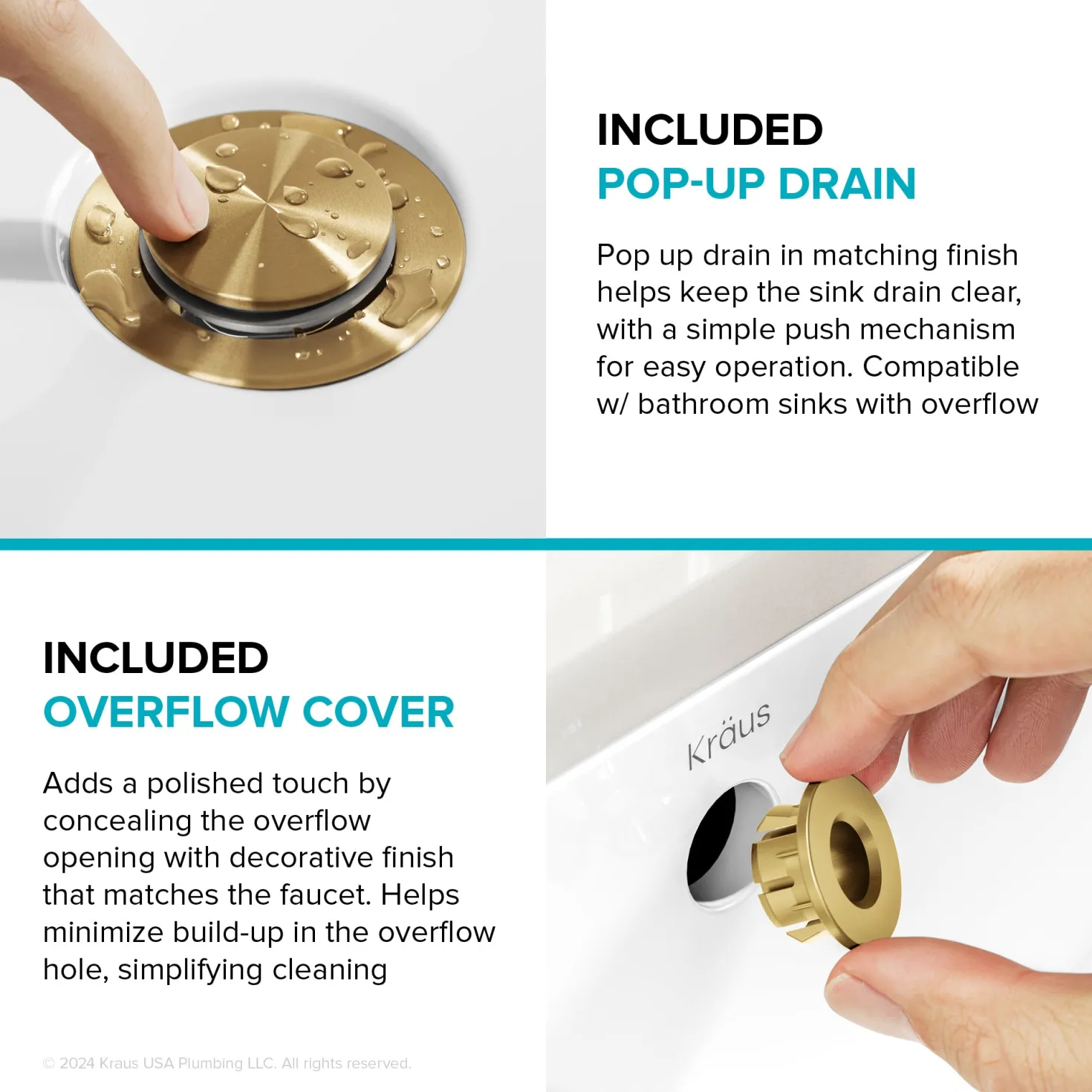 KRAUS Indy Single Handle Bathroom Faucet in Spot-Free Brushed Brass