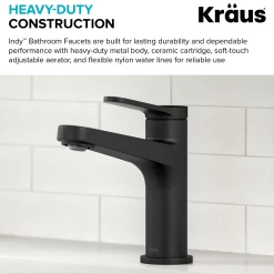 KRAUS Indy Single Handle Bathroom Faucet in Matte Black