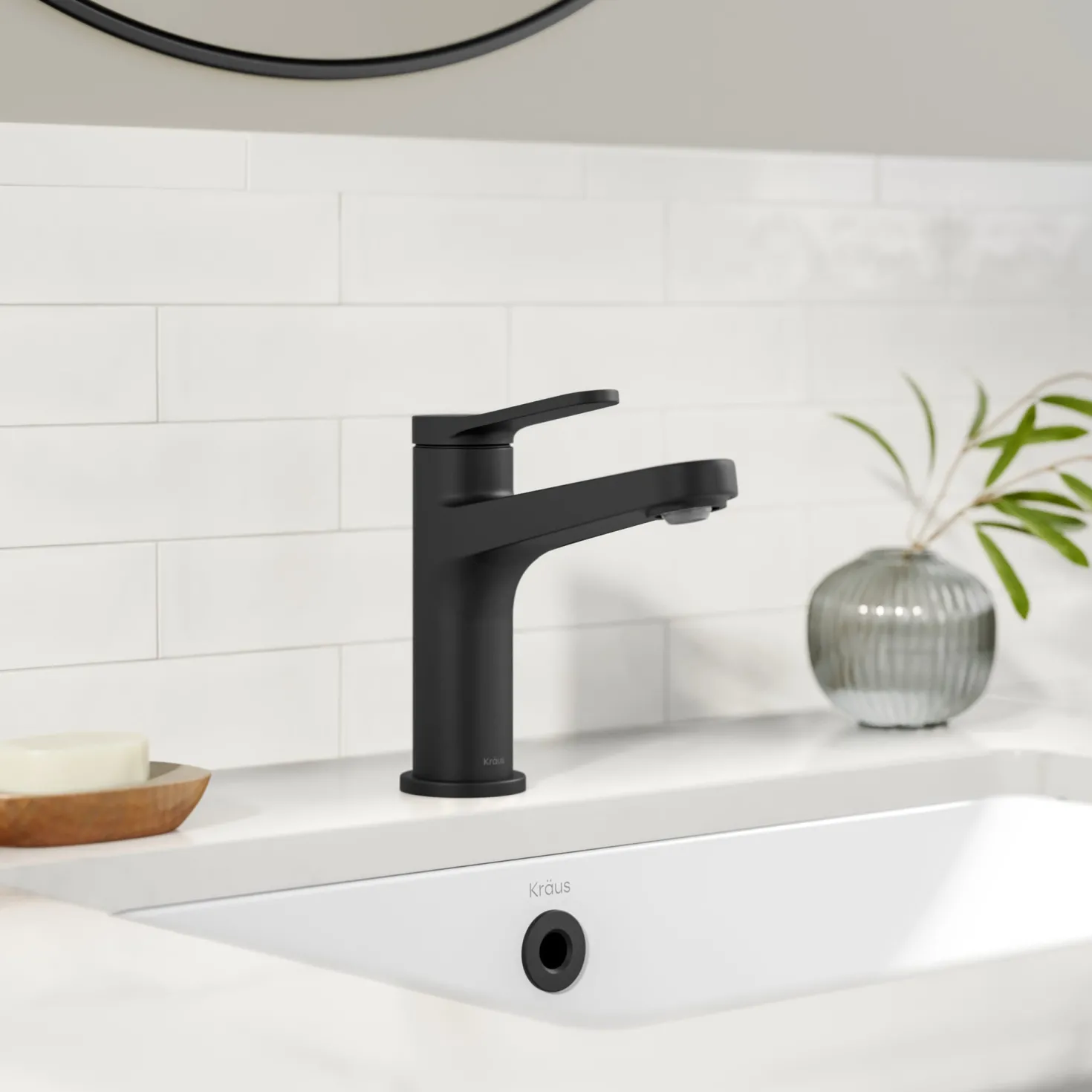 KRAUS Indy Single Handle Bathroom Faucet in Matte Black