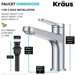 KRAUS Indy Single Handle Bathroom Faucet in Polished Chrome