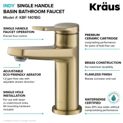 KRAUS Indy Single Handle 2-Pack Bathroom Faucet in Brushed Gold