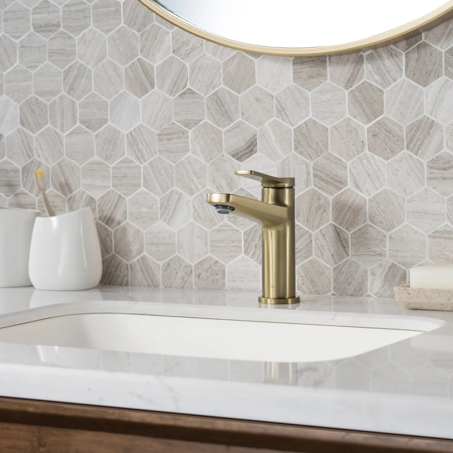 KRAUS Indy Single Handle 2-Pack Bathroom Faucet in Brushed Gold