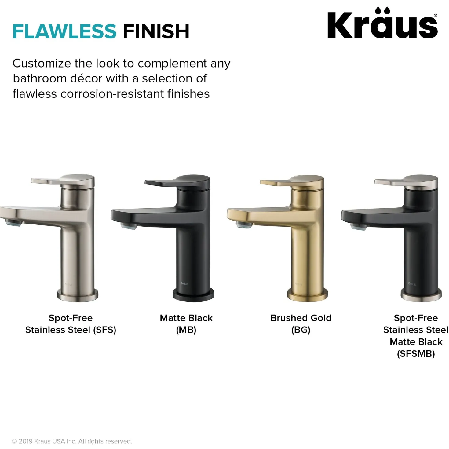 KRAUS Indy Single Handle 2-Pack Bathroom Faucet in Brushed Gold