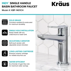 KRAUS Indy Single Handle 2-Pack Bathroom Faucet in Chrome