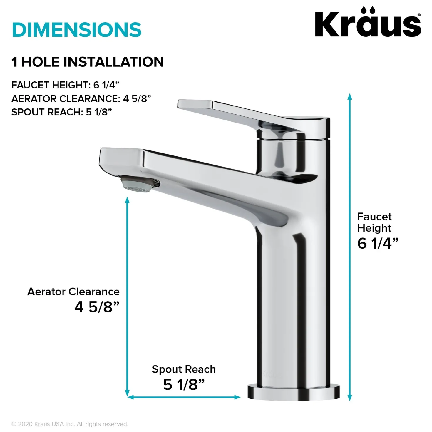 KRAUS Indy Single Handle 2-Pack Bathroom Faucet in Chrome