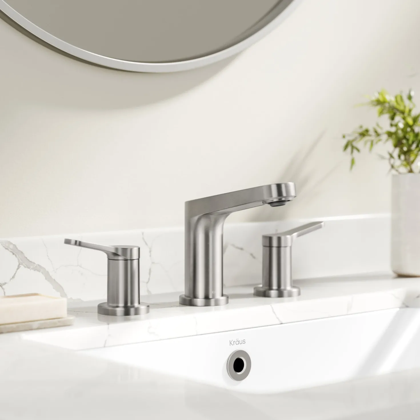 KRAUS Indy Widespread Bathroom Faucet in Spot-Free Brushed Nickel