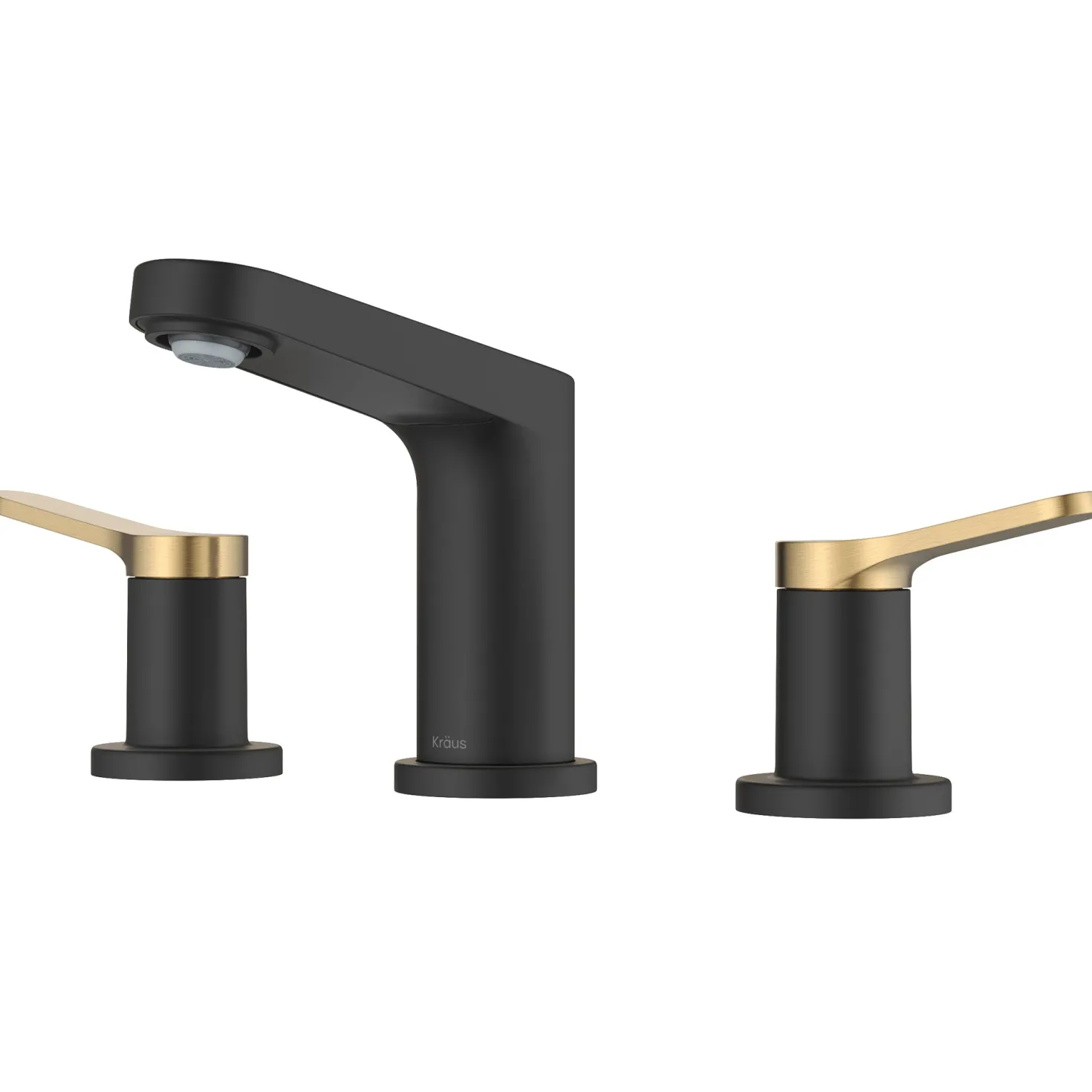 KRAUS Indy Widespread Bathroom Faucet in Matte Black with Brushed Brass