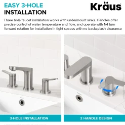 KRAUS Indy Widespread Bathroom Faucet in Matte Black with Brushed Brass