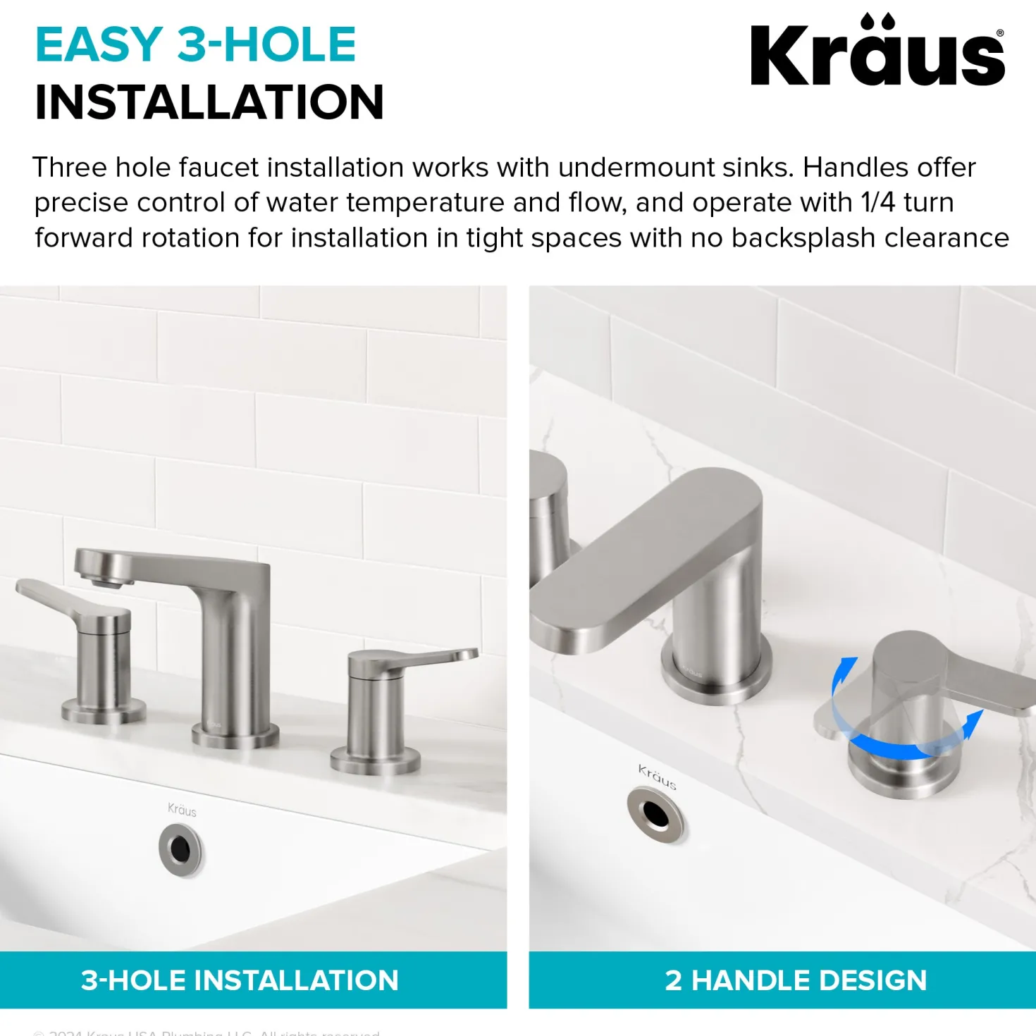 KRAUS Indy Widespread Bathroom Faucet in Matte Black with Brushed Brass