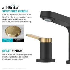 KRAUS Indy Widespread Bathroom Faucet in Matte Black with Brushed Brass