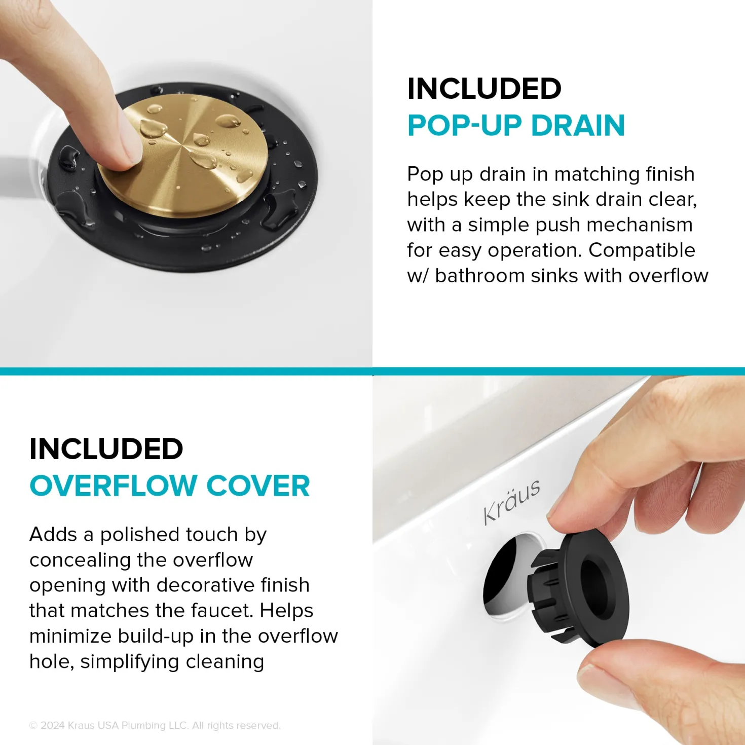 KRAUS Indy Widespread Bathroom Faucet in Matte Black with Brushed Brass